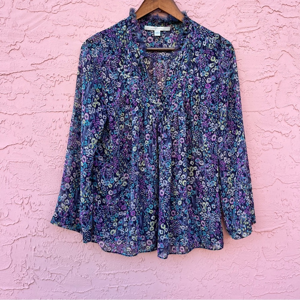 LC Lauren Conrad Sheer Floral Blouse Easter Size XS